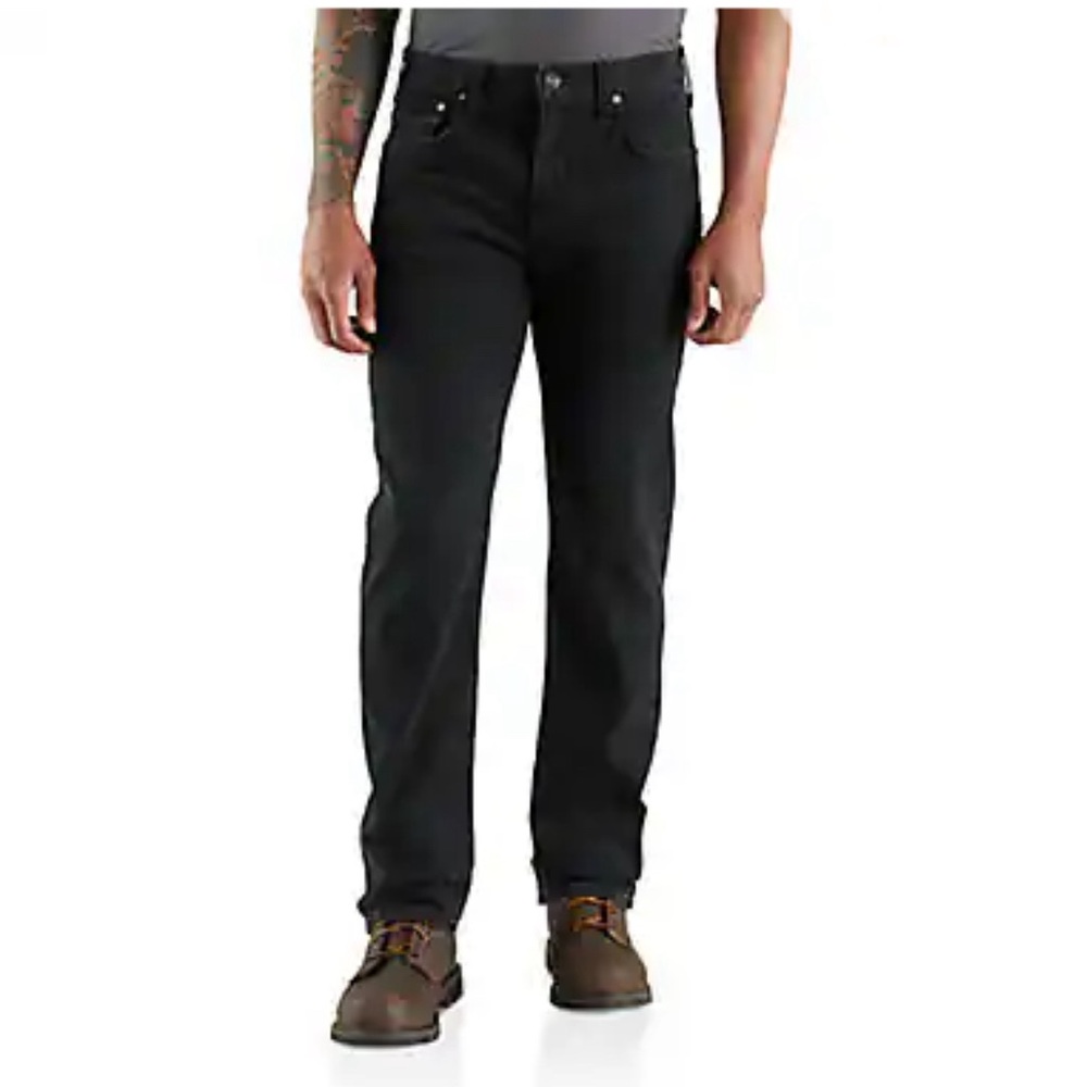 Carhartt Rugged Flex relaxed fit 5-pocket jean in dusty black. NWT.